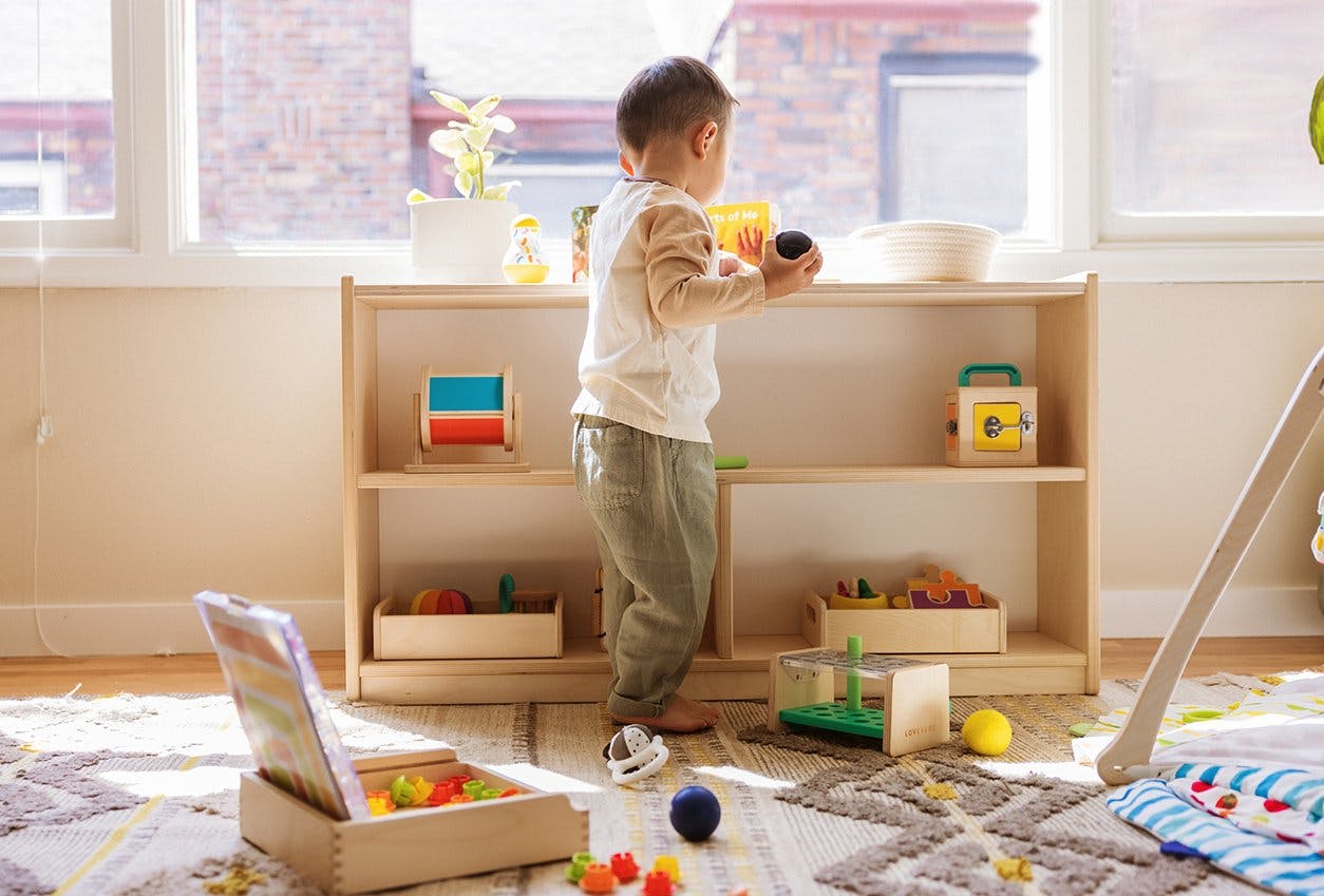 Un conjunto de estantería Montessori, estantería de juguetes y caja de  libros, muebles Montessori, caja de almacenamiento de juguetes, estantería  para el baúl -  España