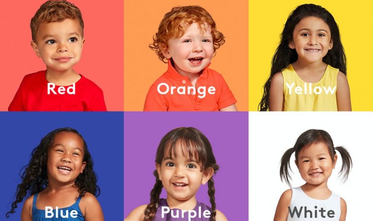 6 young children all associated with a different color